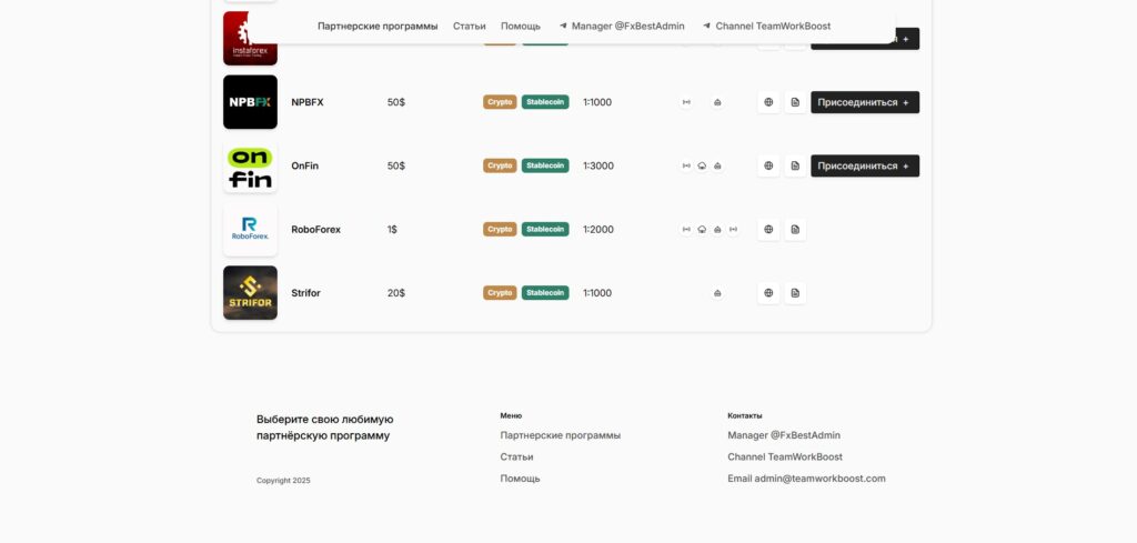 сайт партнёрских программ Forex